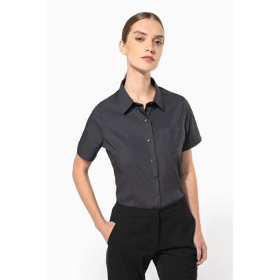 Ladies' short-sleeved cotton poplin shirt